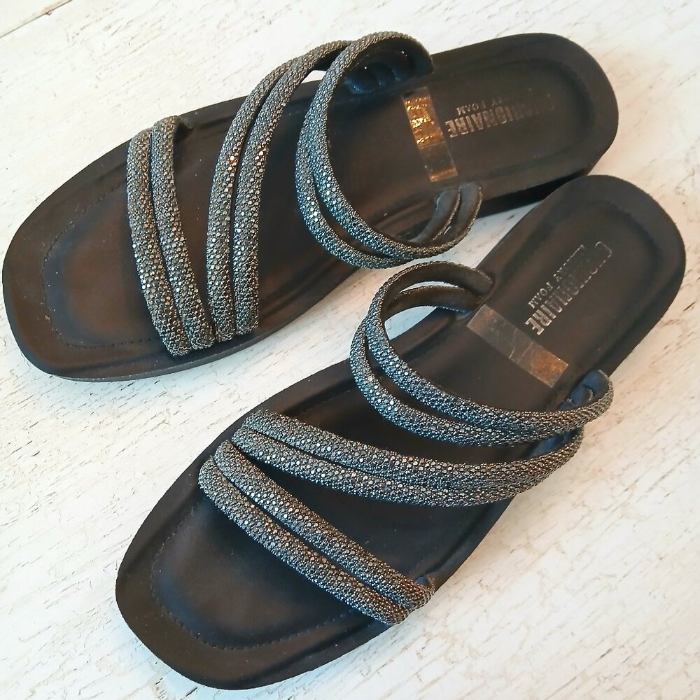 Cushionaire Women's Pewter Athena Rhinestone Sparkle Sandal US 9.5 Silver Gray